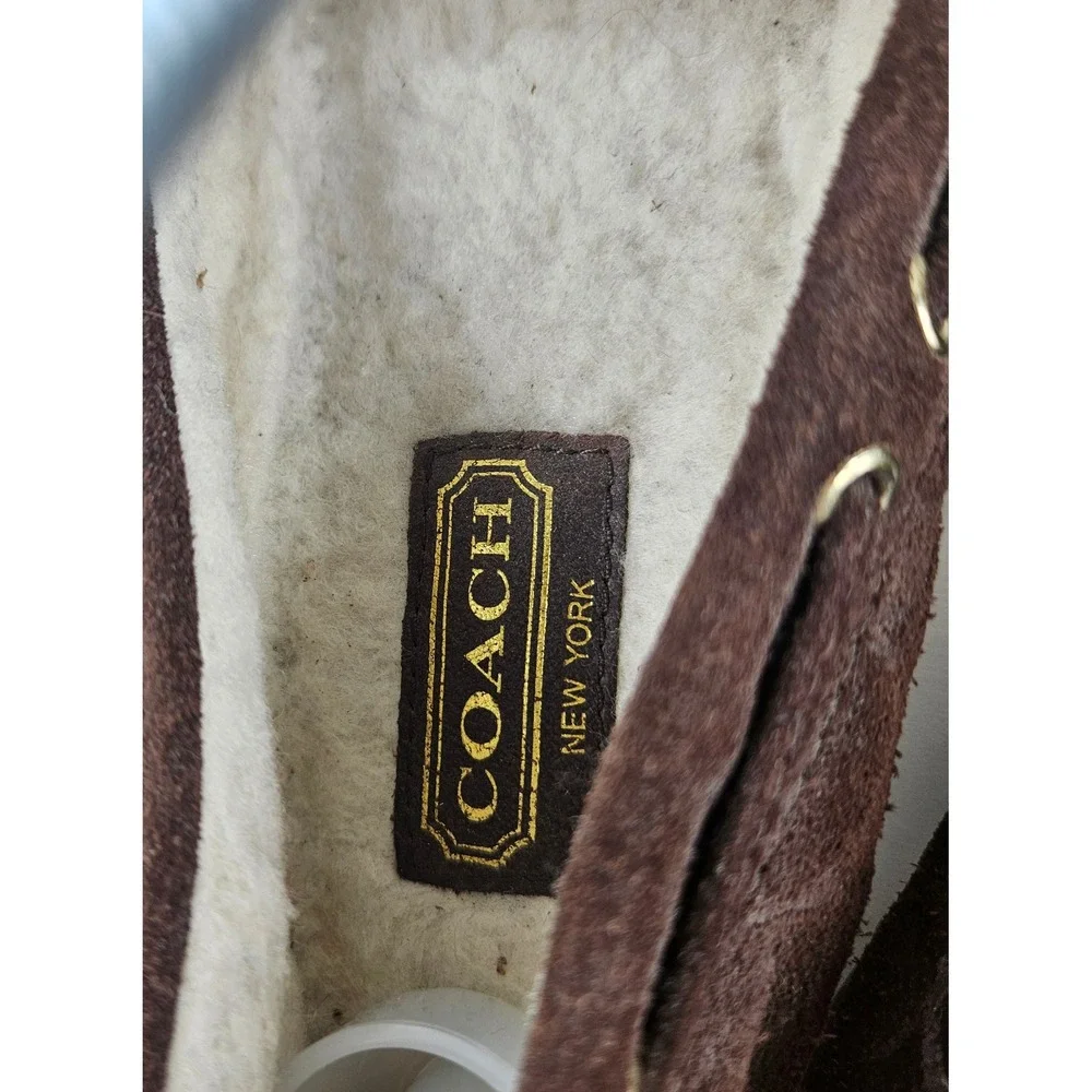 Coach Anita Signature Womens 6B Suede Monogram Tassel Moccasin Loafers Flats